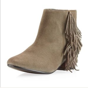 Kelsi Dagger “Trilogy” Suede Fringe Ankle Boots